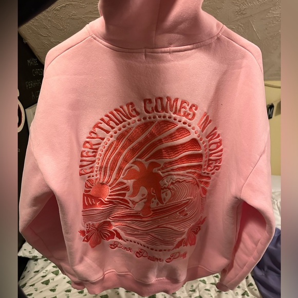 Pink Hoodie with Palm Tree Design - Picture 2 of 4